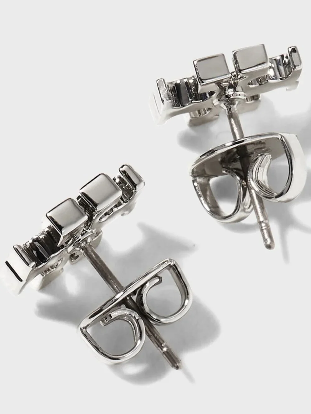 NWT~TORY BURCH~Large Logo Stud Earrings, Silver